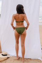 Back view of the Palermo tie side bikini bottom with semi-cheeky bum coverage