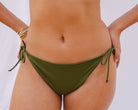 Model wearing Mila bandeau and Palermo tie side front view